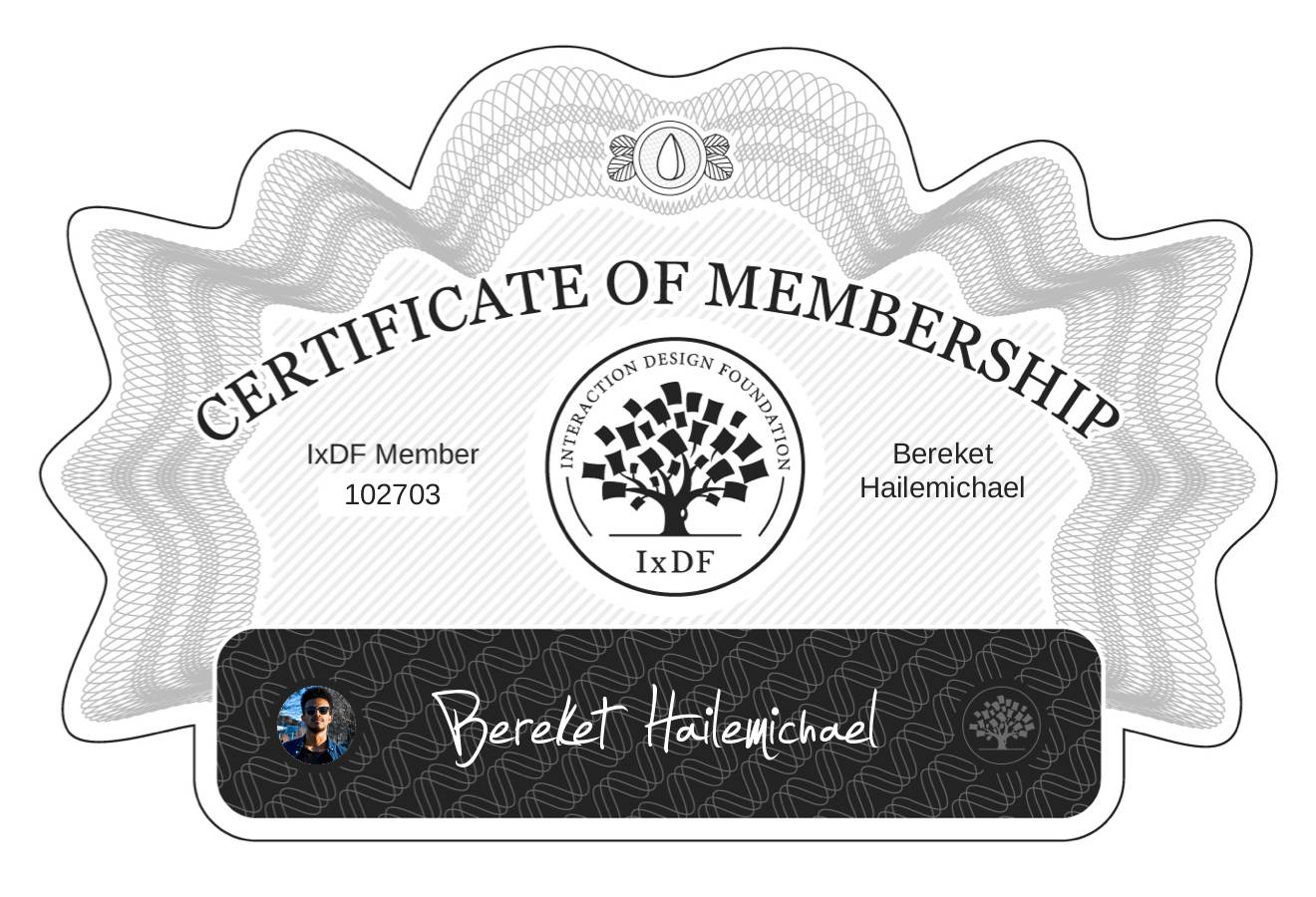 Certificate of Membership – Bereket Hailemichael