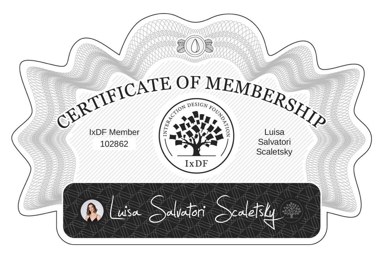Certificate of Membership – Luisa Salvatori Scaletsky