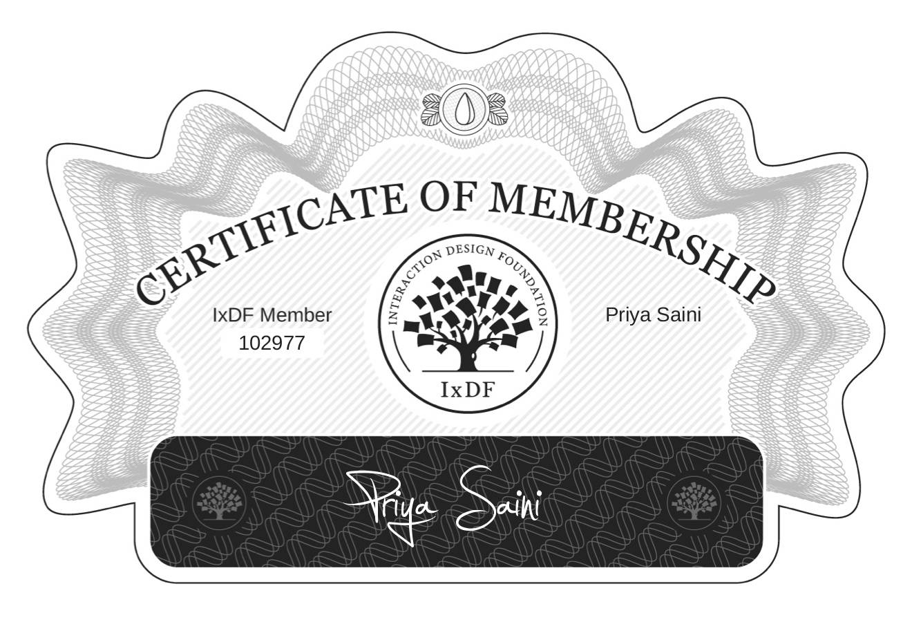 Certificate of Membership – Priya Saini