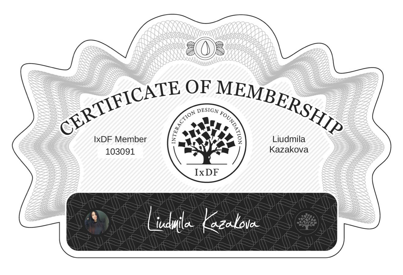 Certificate of Membership – Liudmila Kazakova