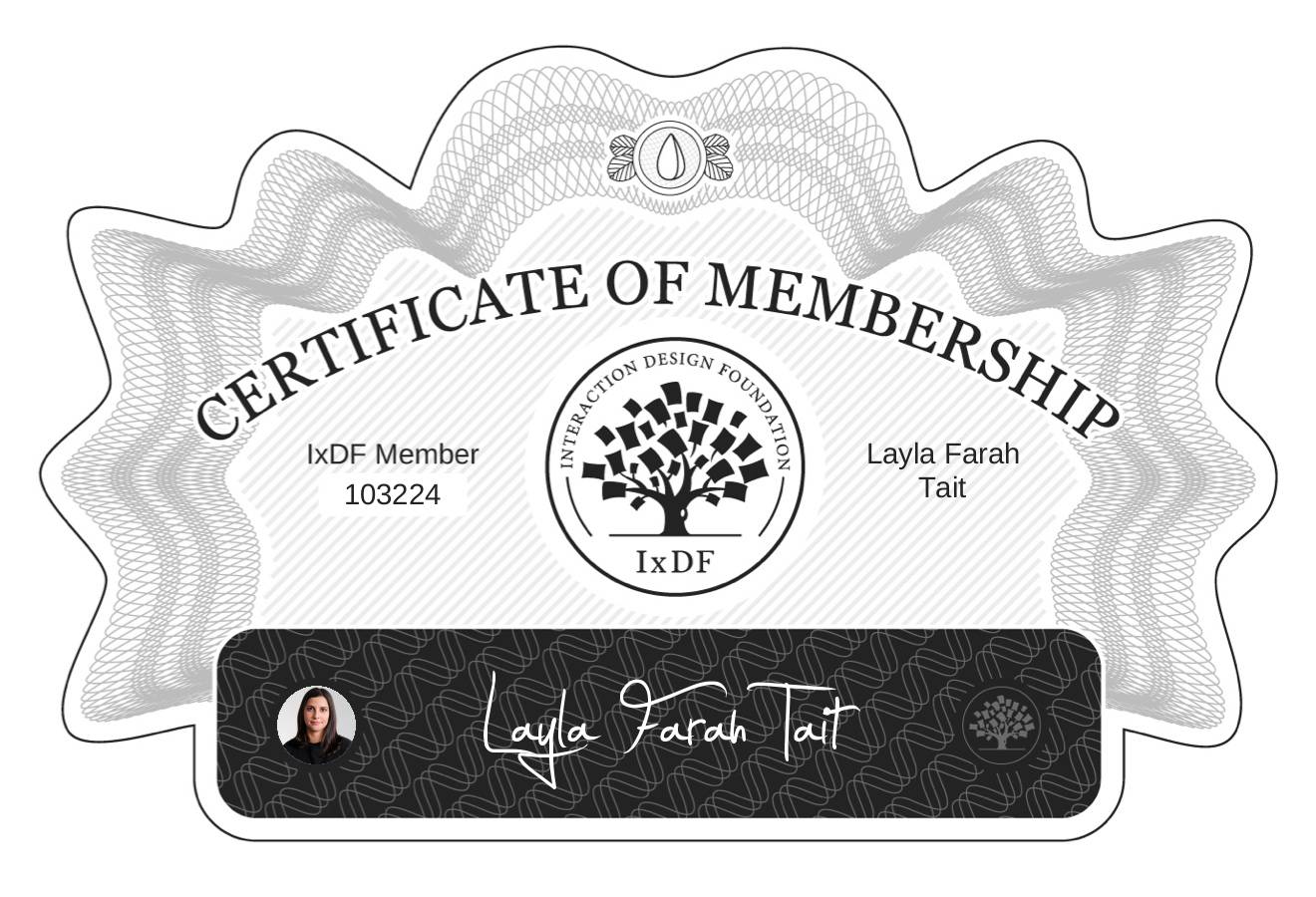 Certificate of Membership – Layla Farah Tait