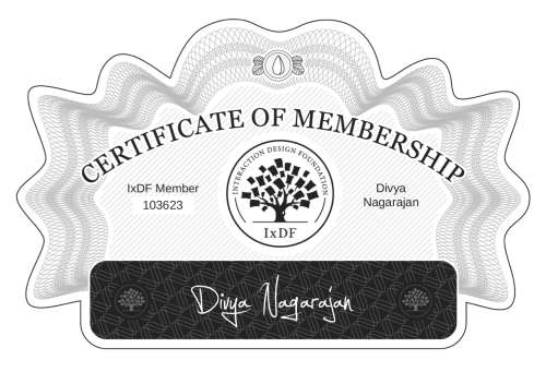 Certificate of Membership – Divya Nagarajan