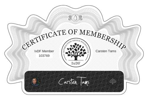 Certificate of Membership – Carsten Tams
