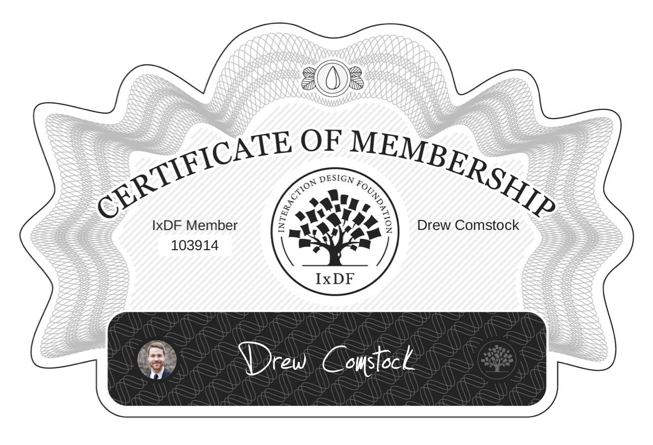 Certificate of Membership – Drew Comstock