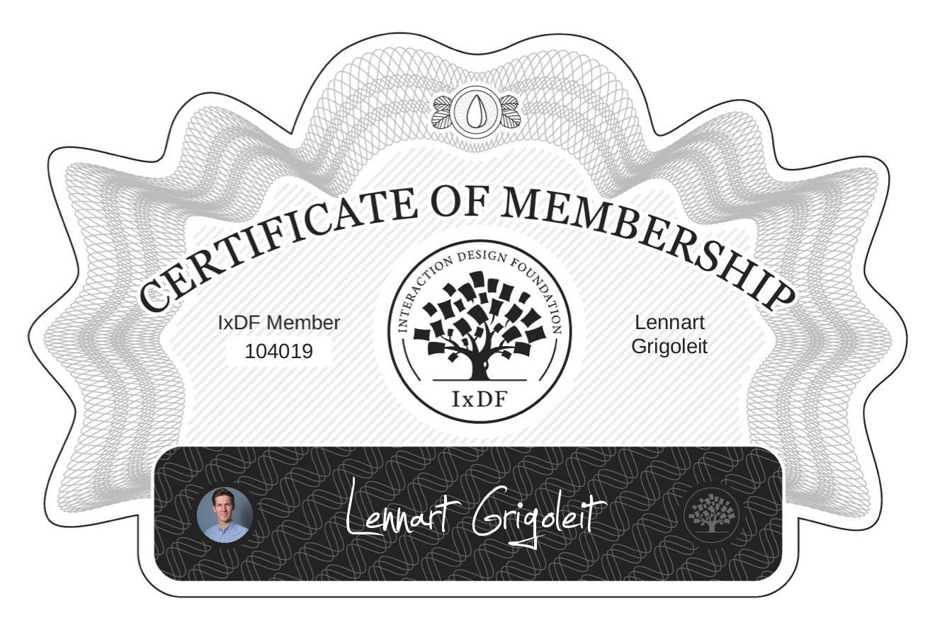Certificate of Membership – Lennart Grigoleit
