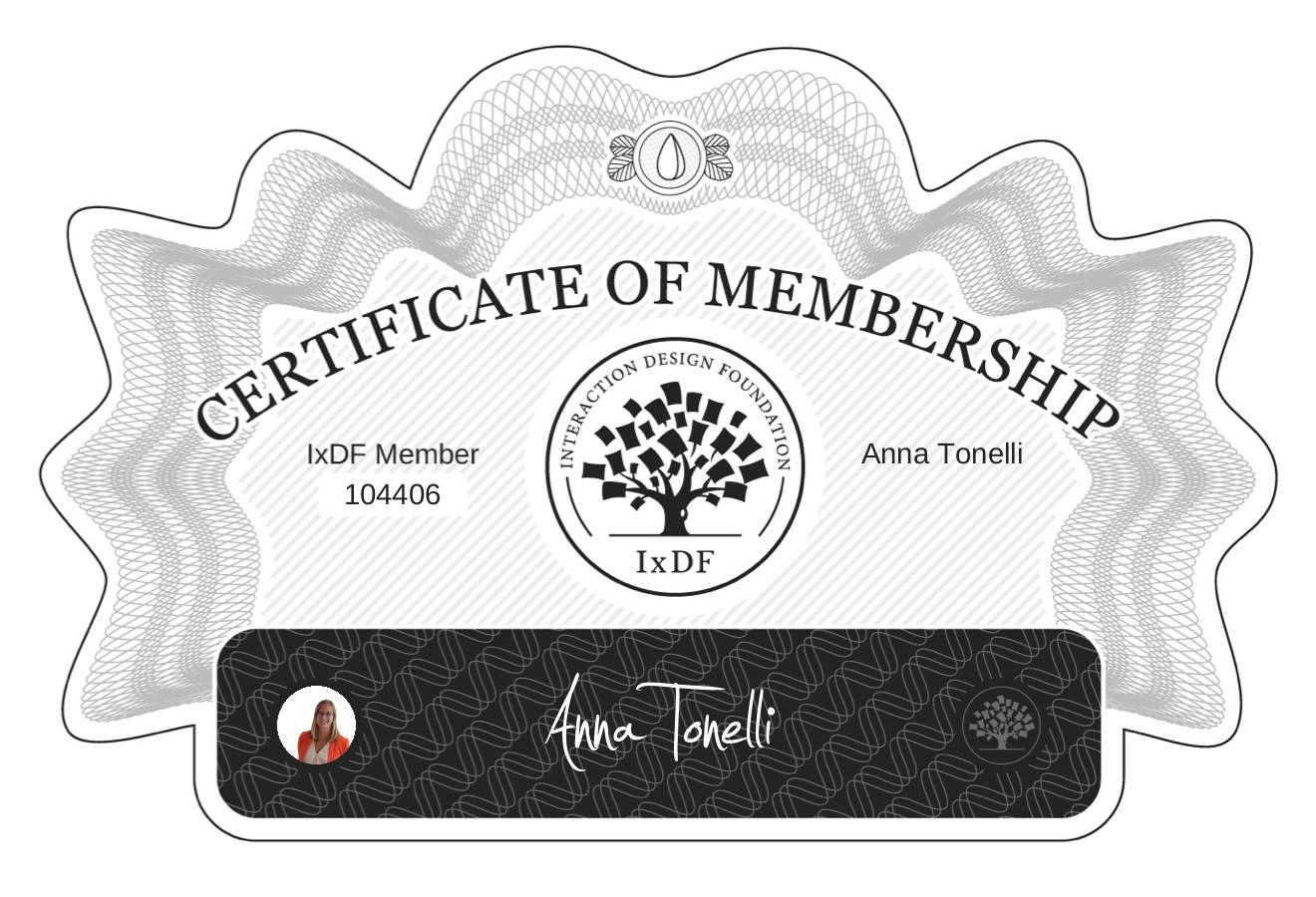 Certificate of Membership – Anna Tonelli