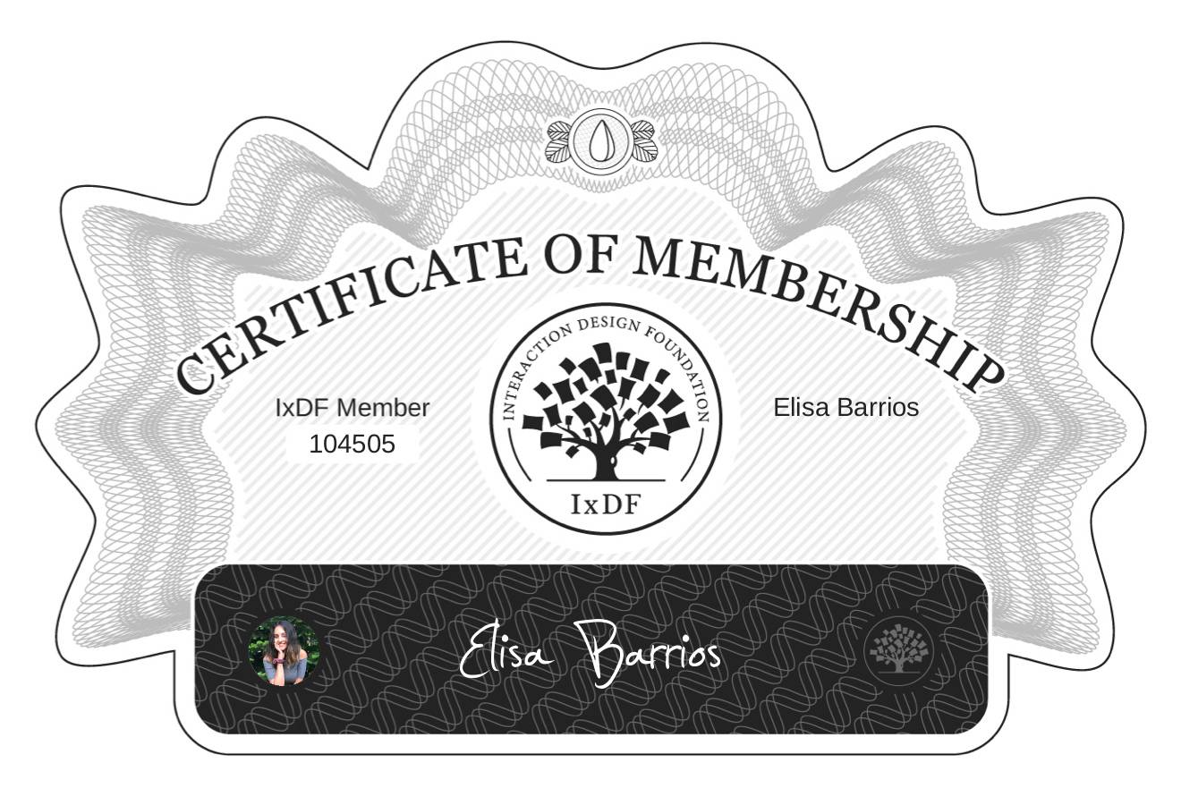 Certificate of Membership – Elisa Barrios
