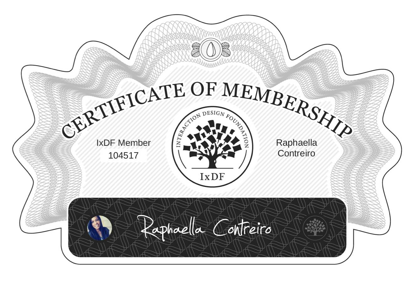 Certificate of Membership – Raphaella Contreiro