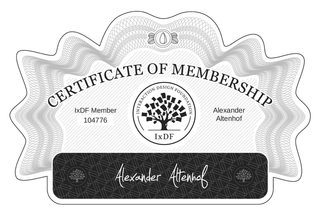 Certificate of Membership – Alexander Altenhof