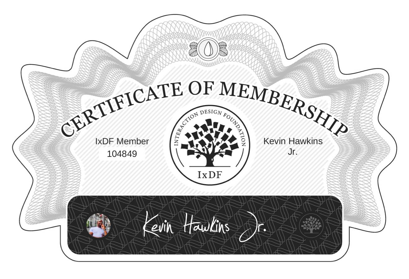 Certificate of Membership – Kevin Hawkins Jr.