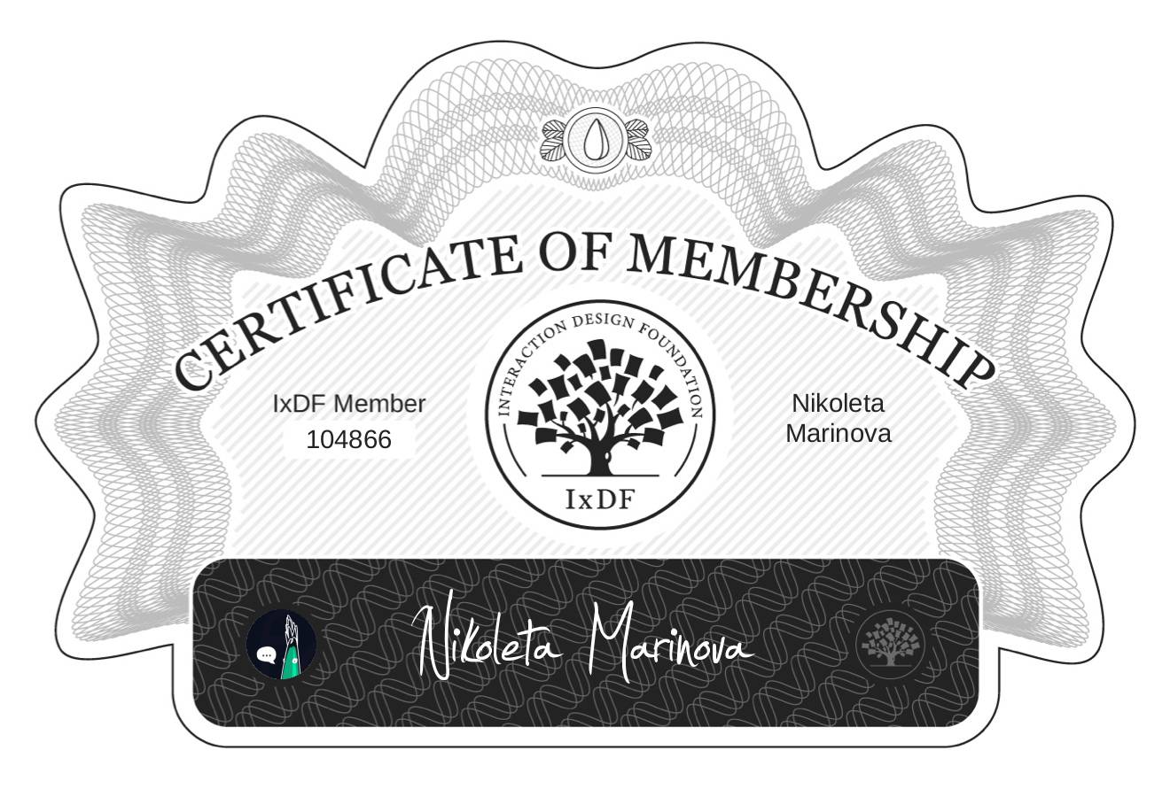 Certificate of Membership – Nikoleta Marinova