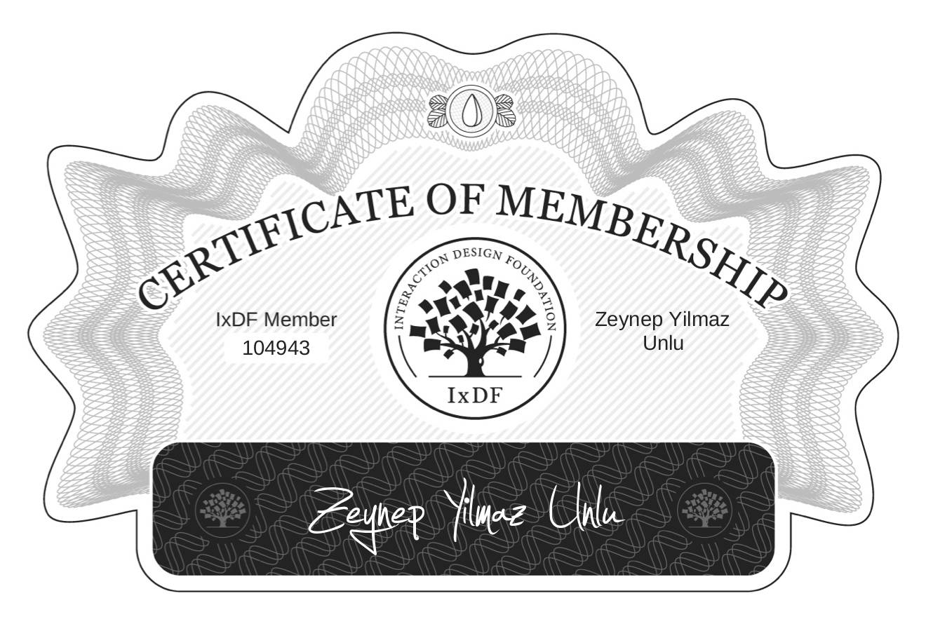 Certificate of Membership – Zeynep Yılmaz Ünlü