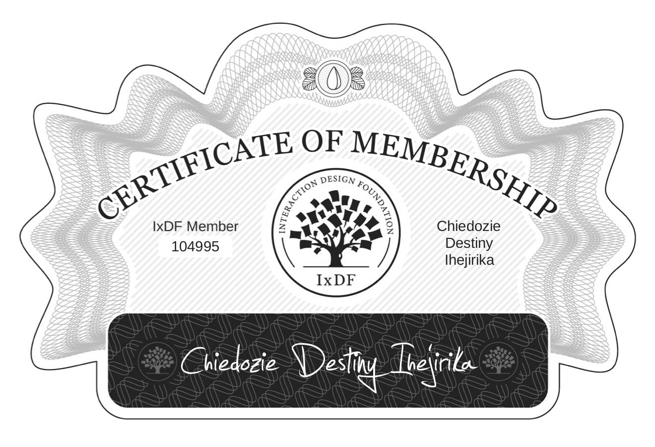 Certificate of Membership – Chiedozie Destiny Ihejirika