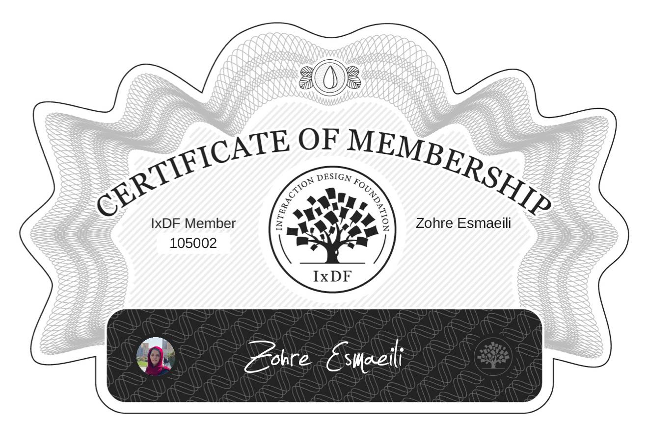 Certificate of Membership – Zohre Esmaeili