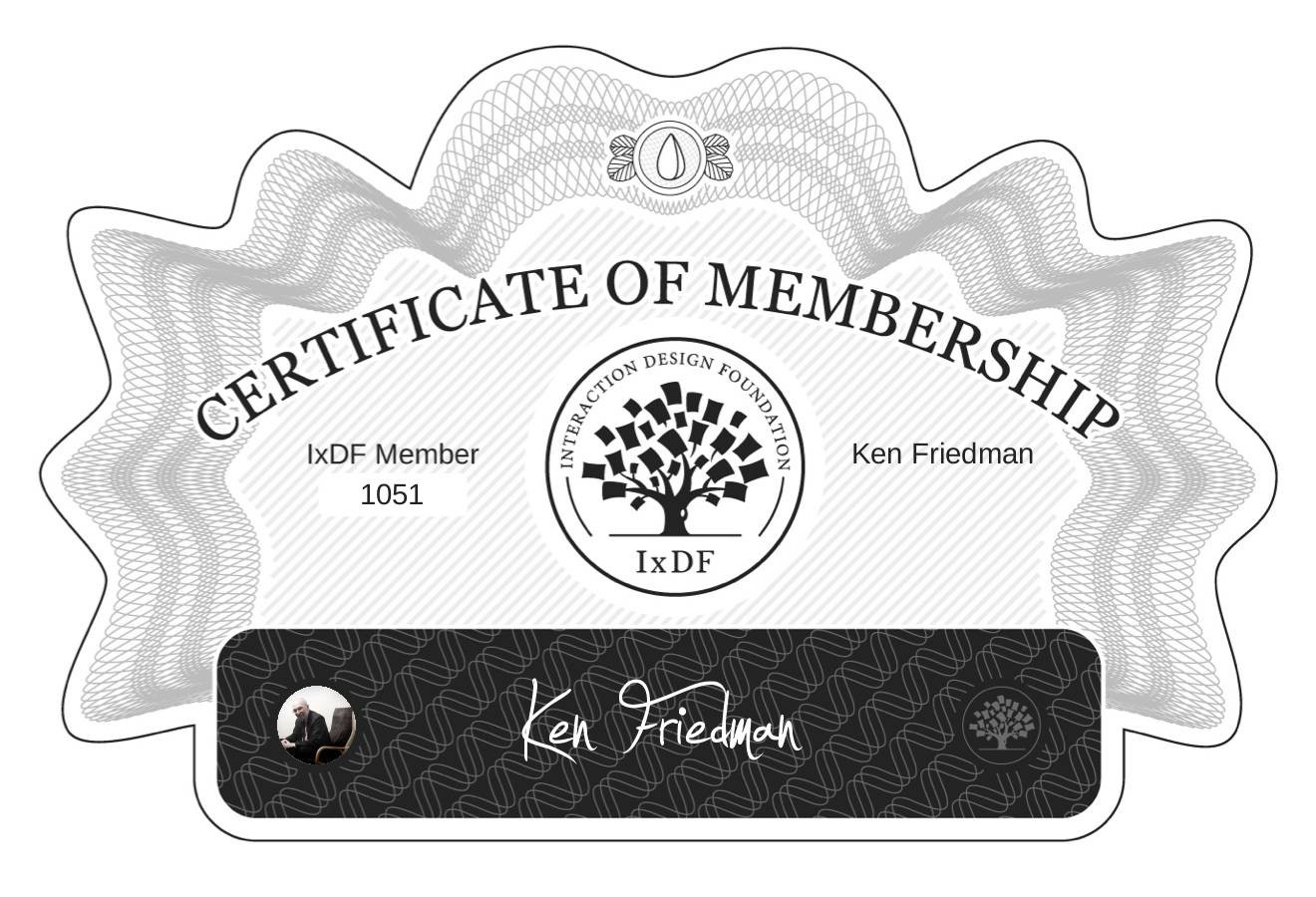 Certificate of Membership – Ken Friedman