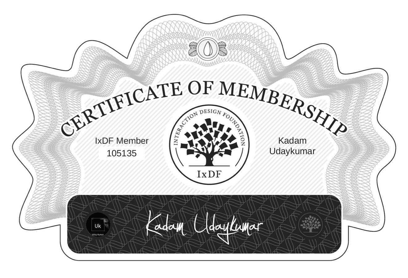 Certificate of Membership – Kadam Udaykumar