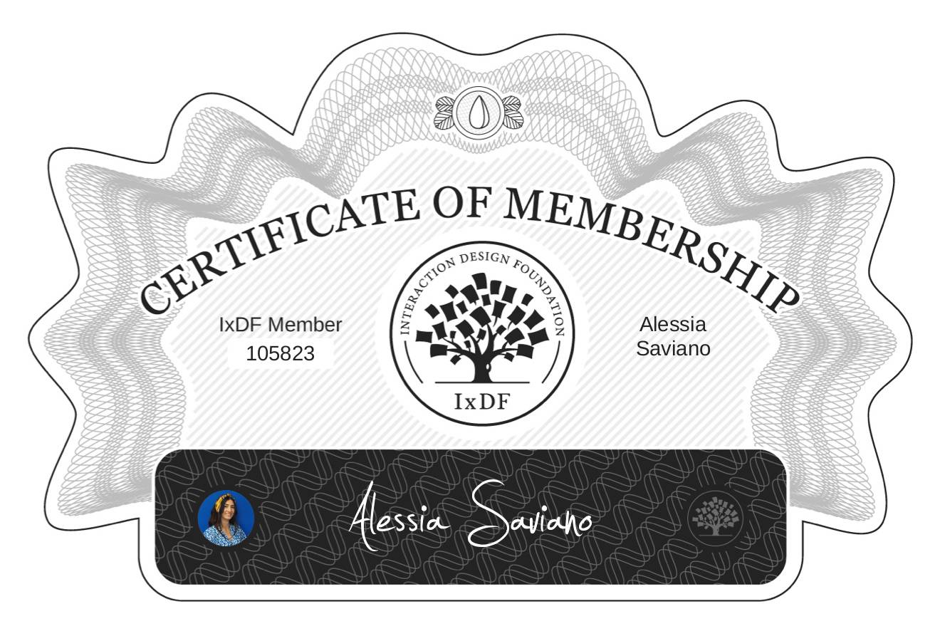 Certificate of Membership – Alessia Saviano