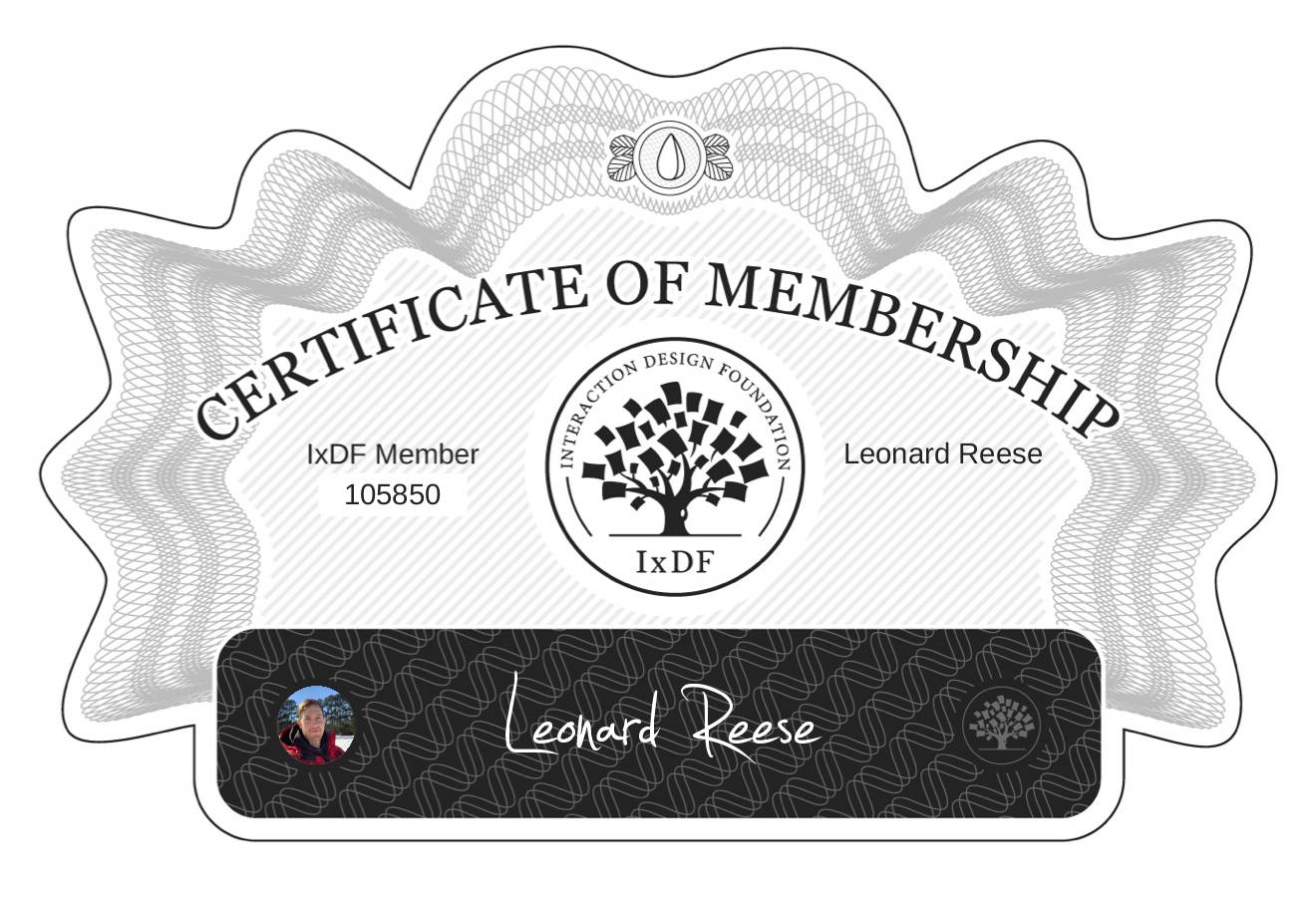 Certificate of Membership – Leonard Reese