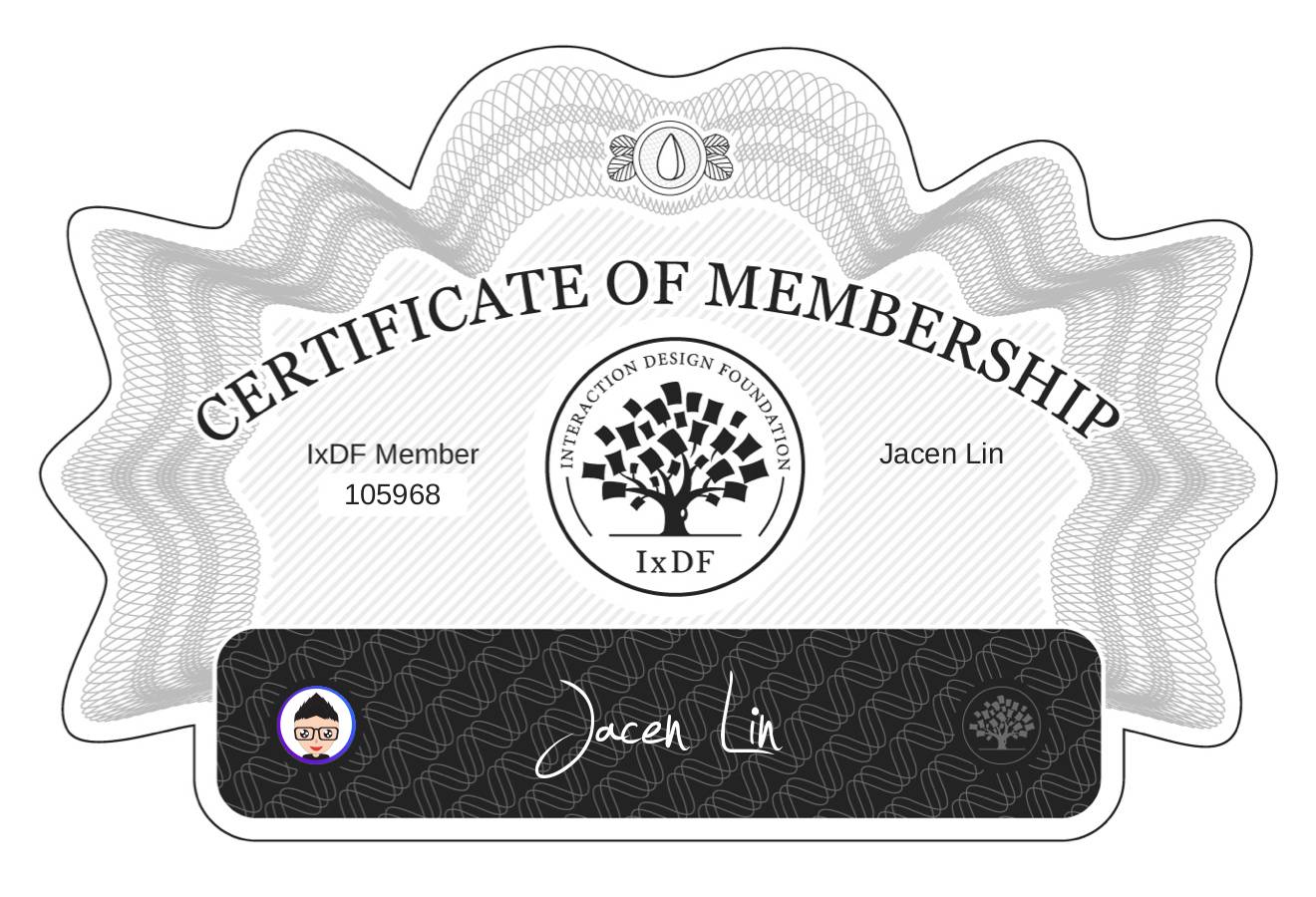 Certificate of Membership – Jacen Lin