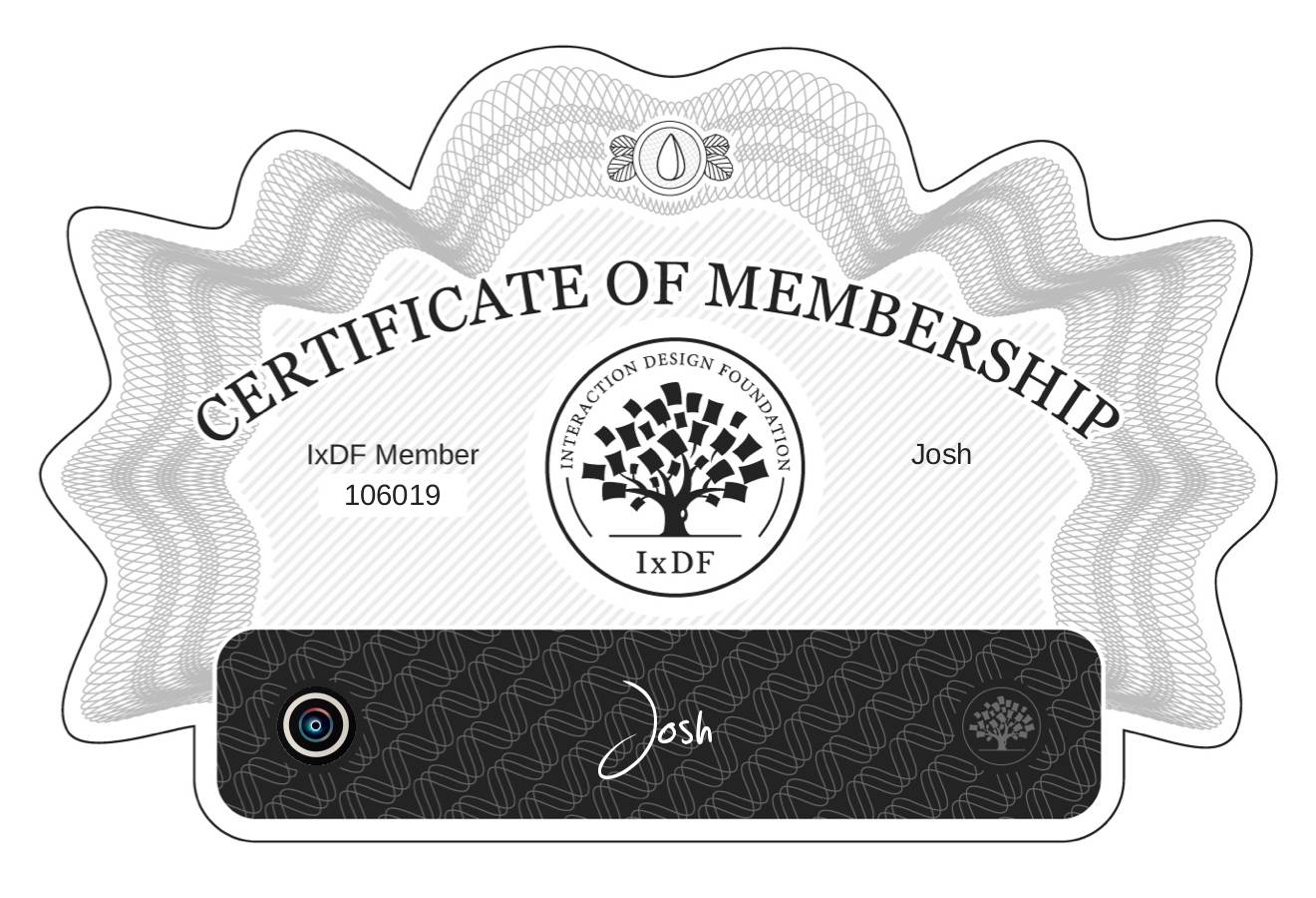 Certificate of Membership – Josh