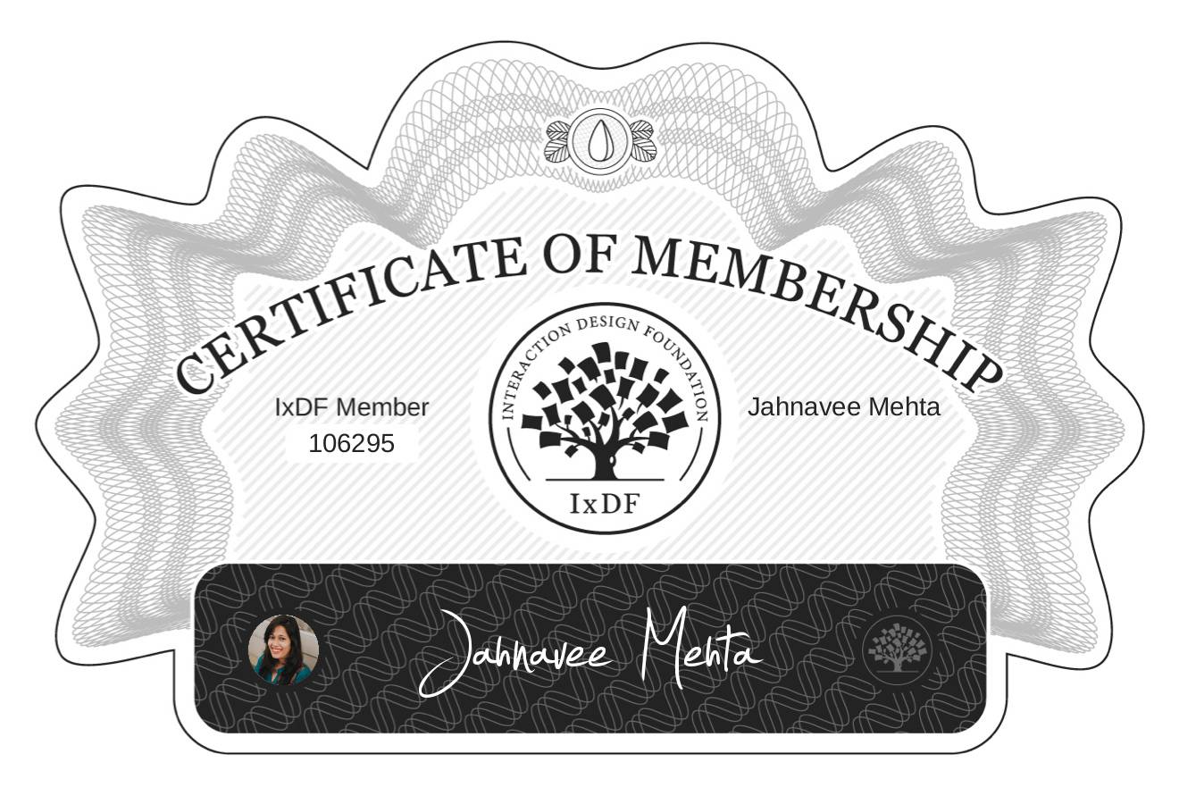 Certificate of Membership – Jahnavee Mehta