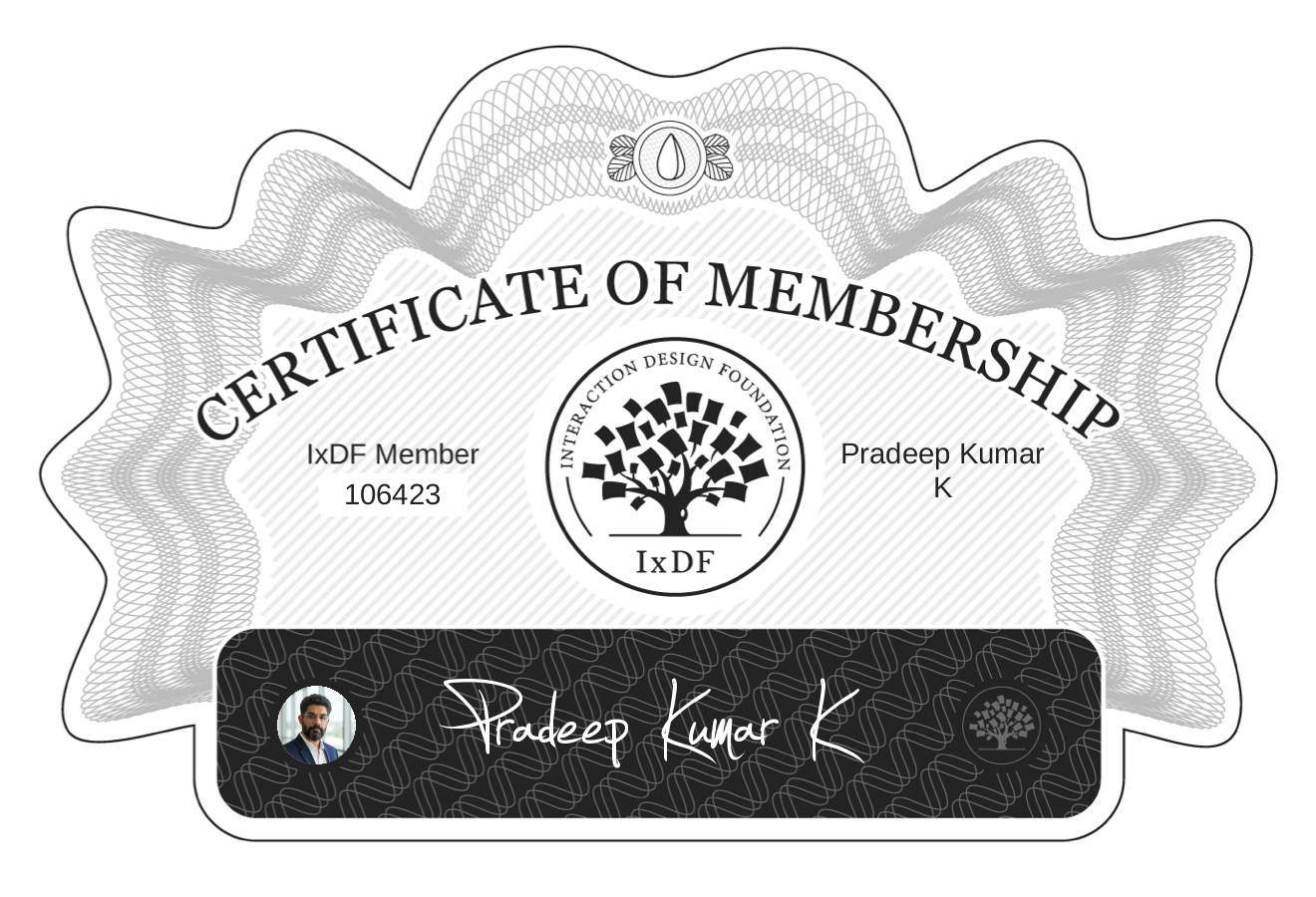 Certificate of Membership – Pradeep Kumar K