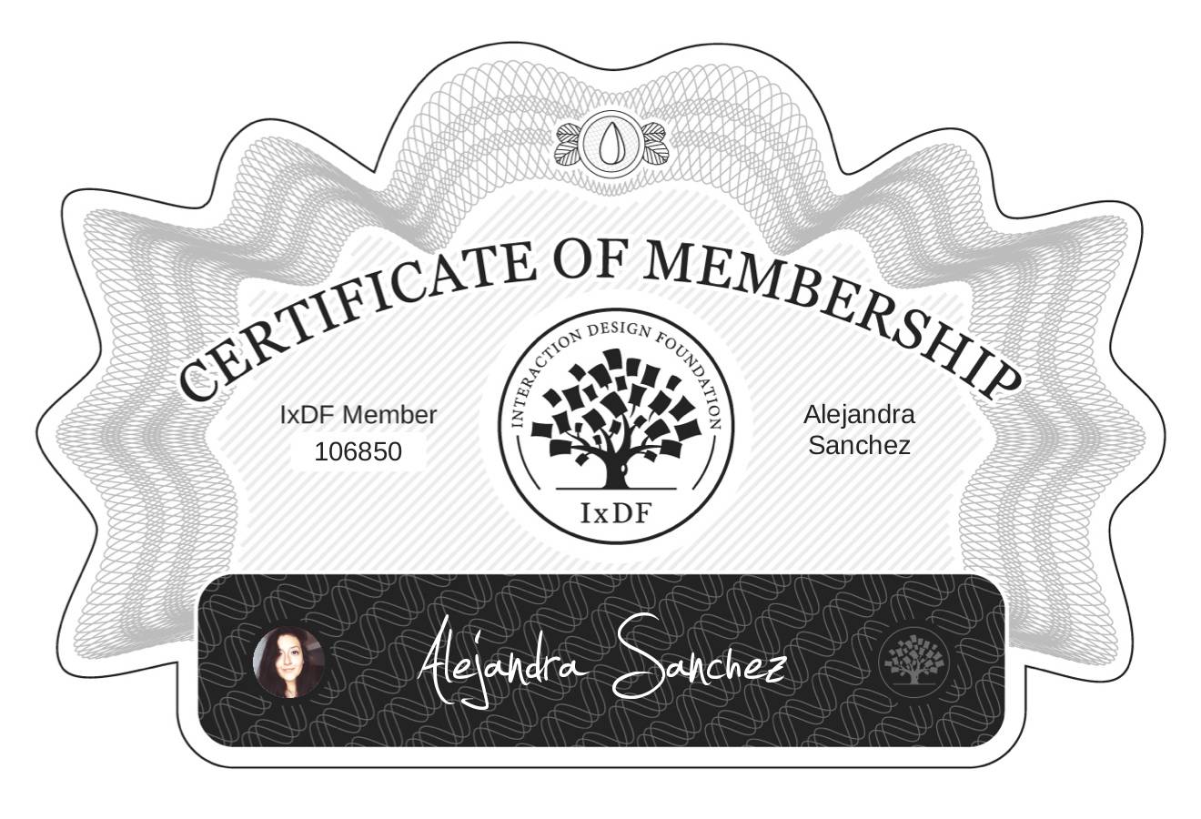 Certificate of Membership – Alejandra Sanchez