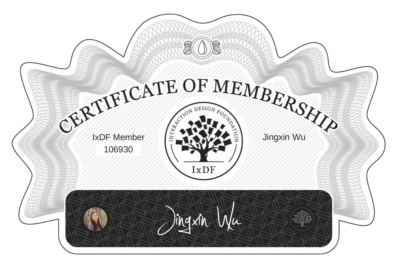 Certificate of Membership – Jingxin Wu
