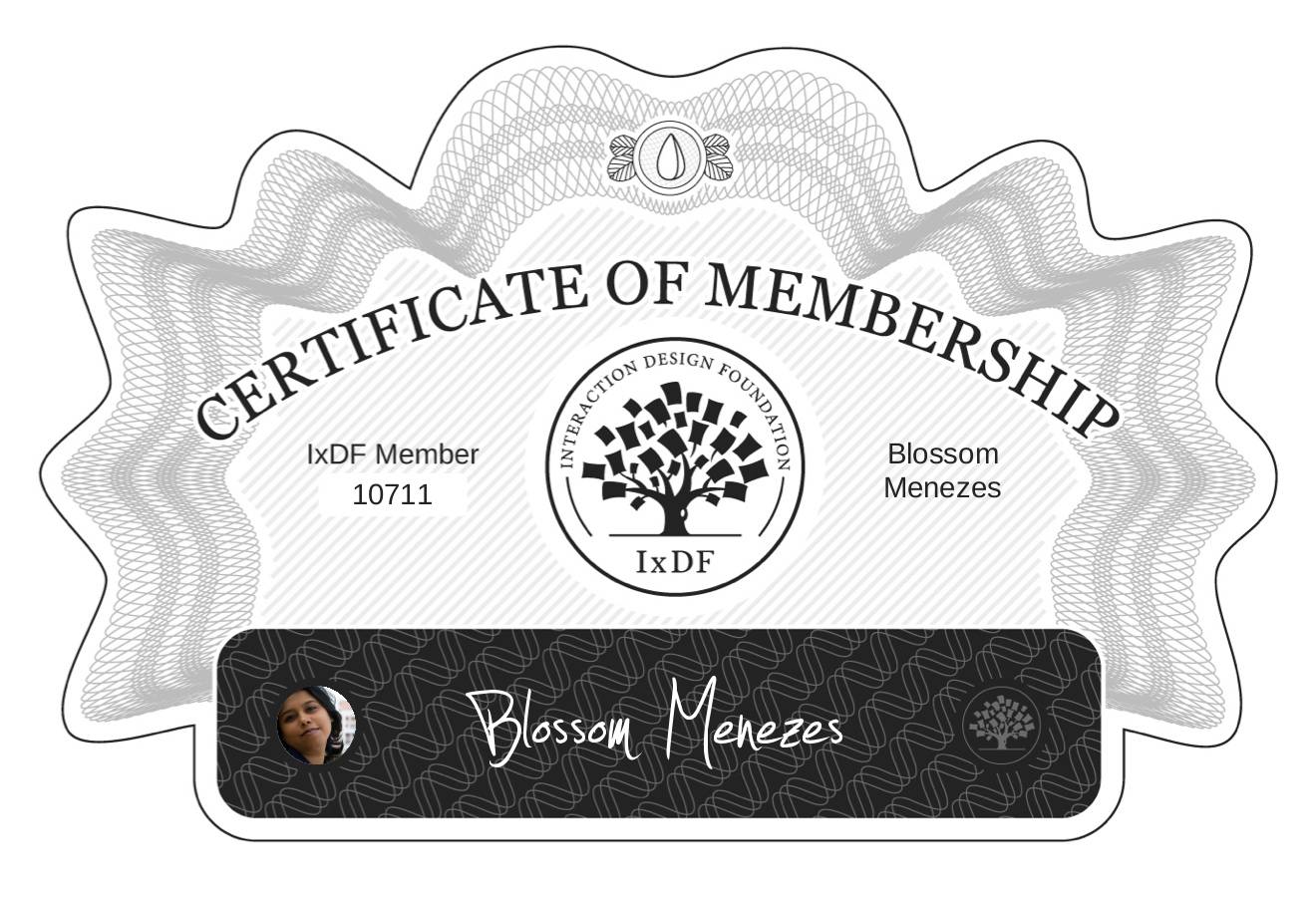 Certificate of Membership – Blossom Menezes