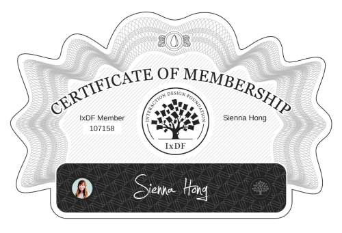 Certificate of Membership – Sienna Hong