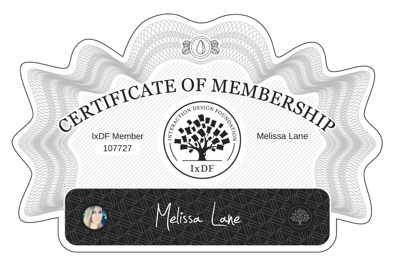 Certificate of Membership – Melissa Lane