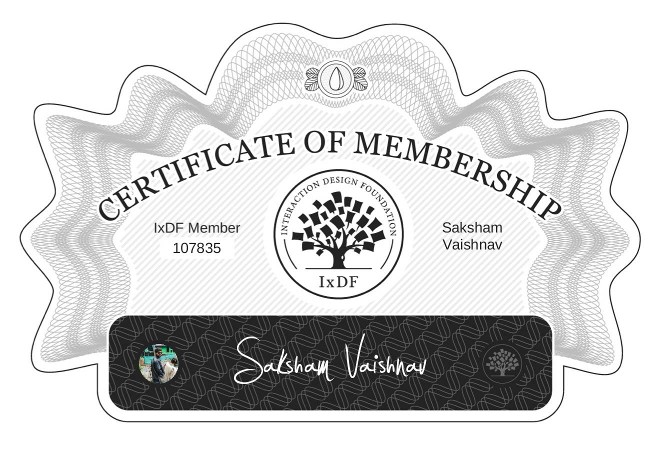 Certificate of Membership – Saksham Vaishnav