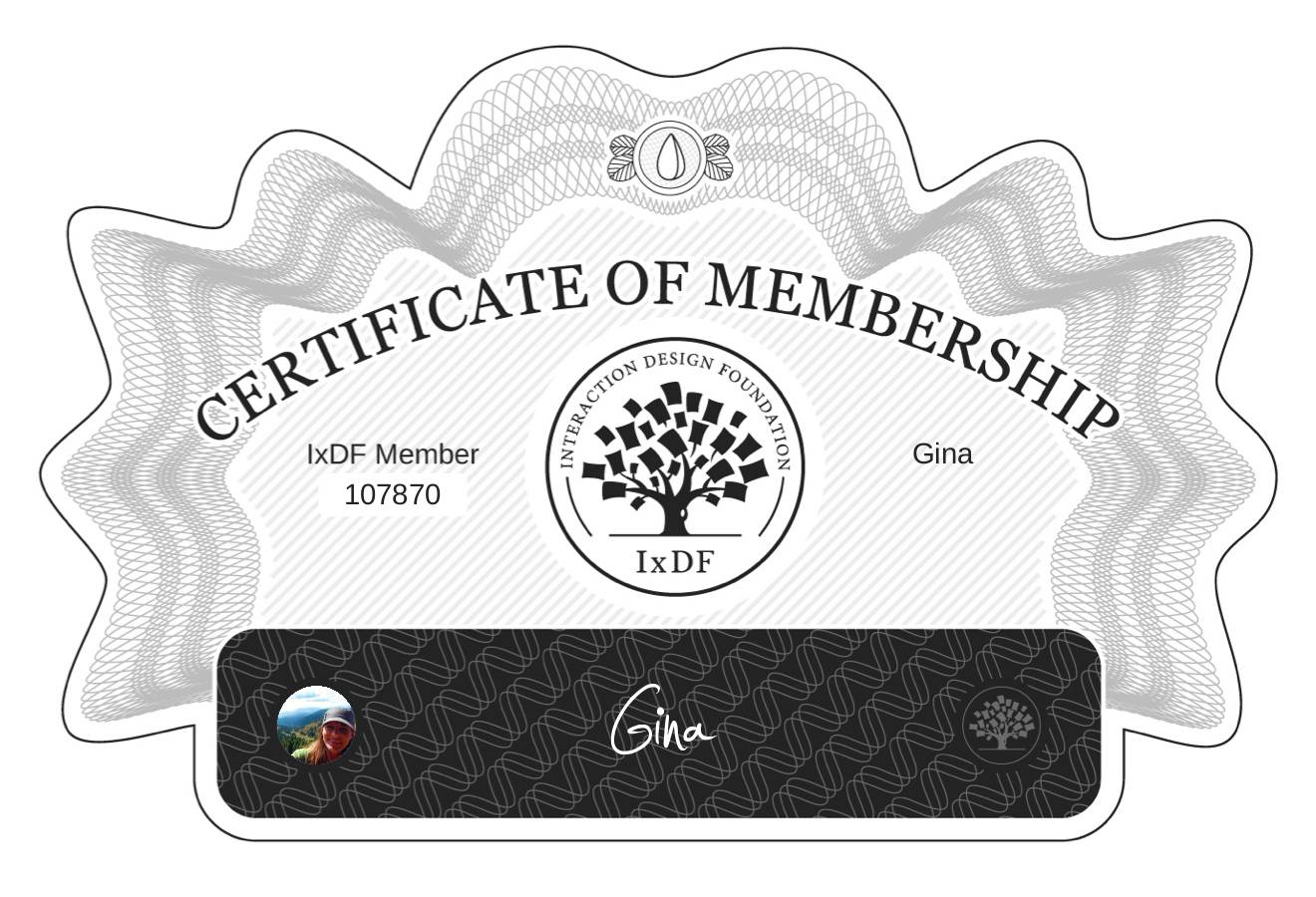 Certificate of Membership – Gina
