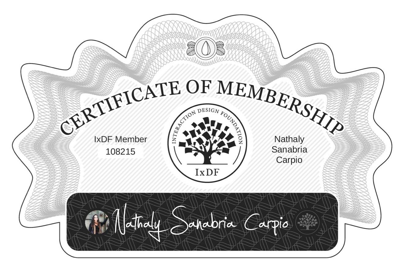 Certificate of Membership – Nathaly Sanabria Carpio