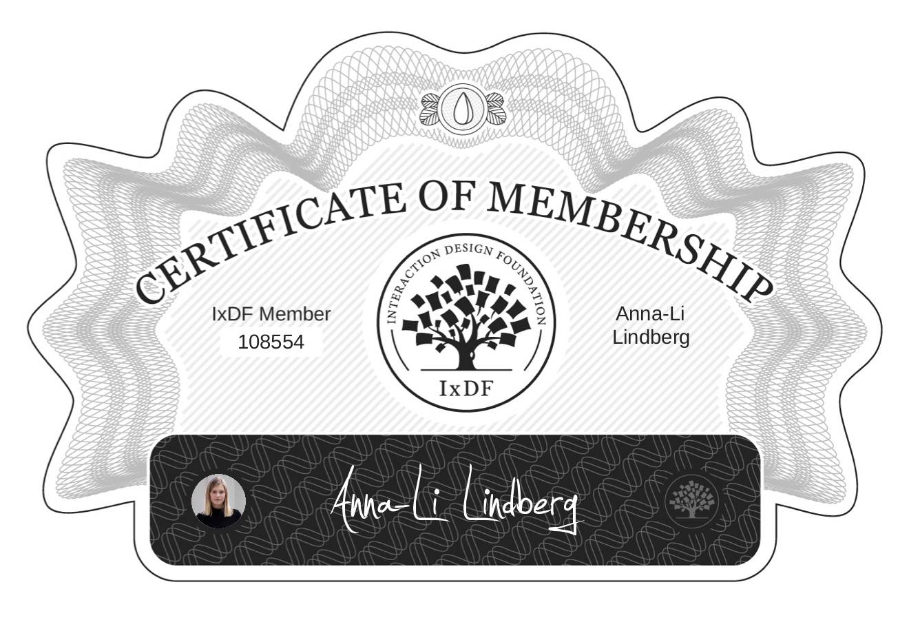 Certificate of Membership – Anna-Li Lindberg