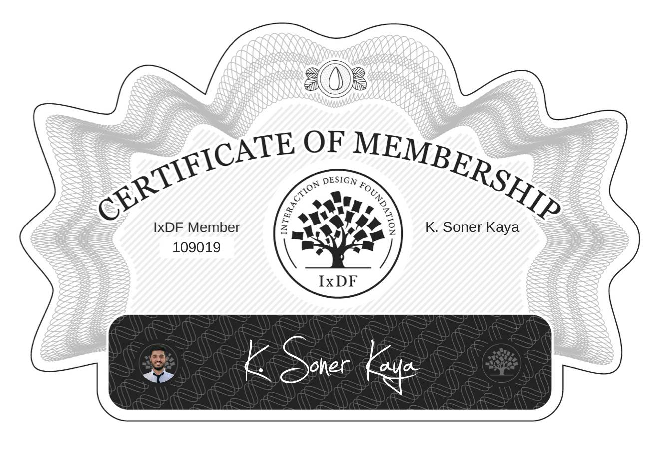 Certificate of Membership – K. Soner Kaya