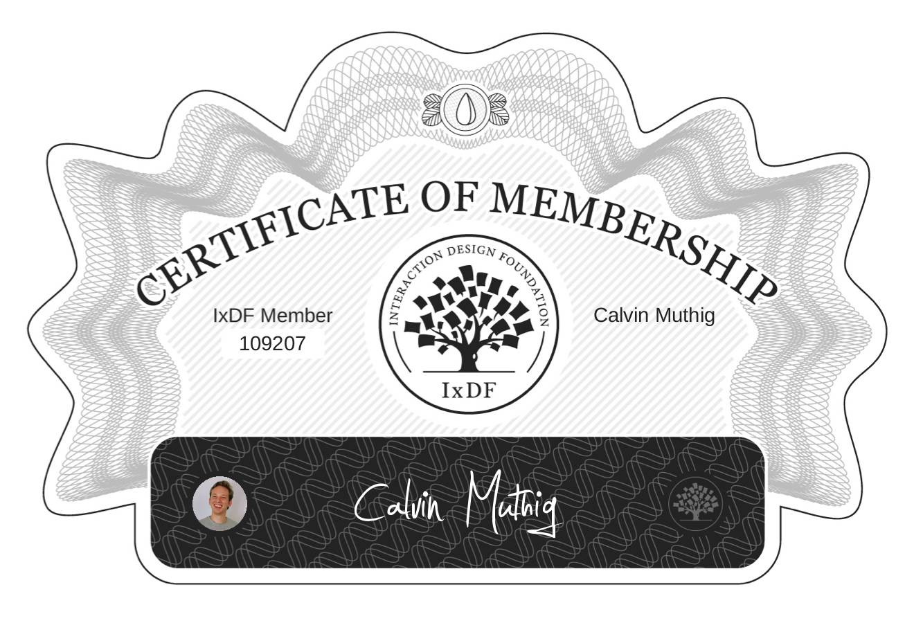 Certificate of Membership – Calvin Muthig