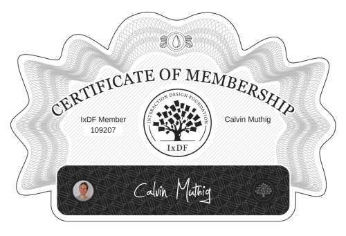 Certificate of Membership – Calvin Muthig