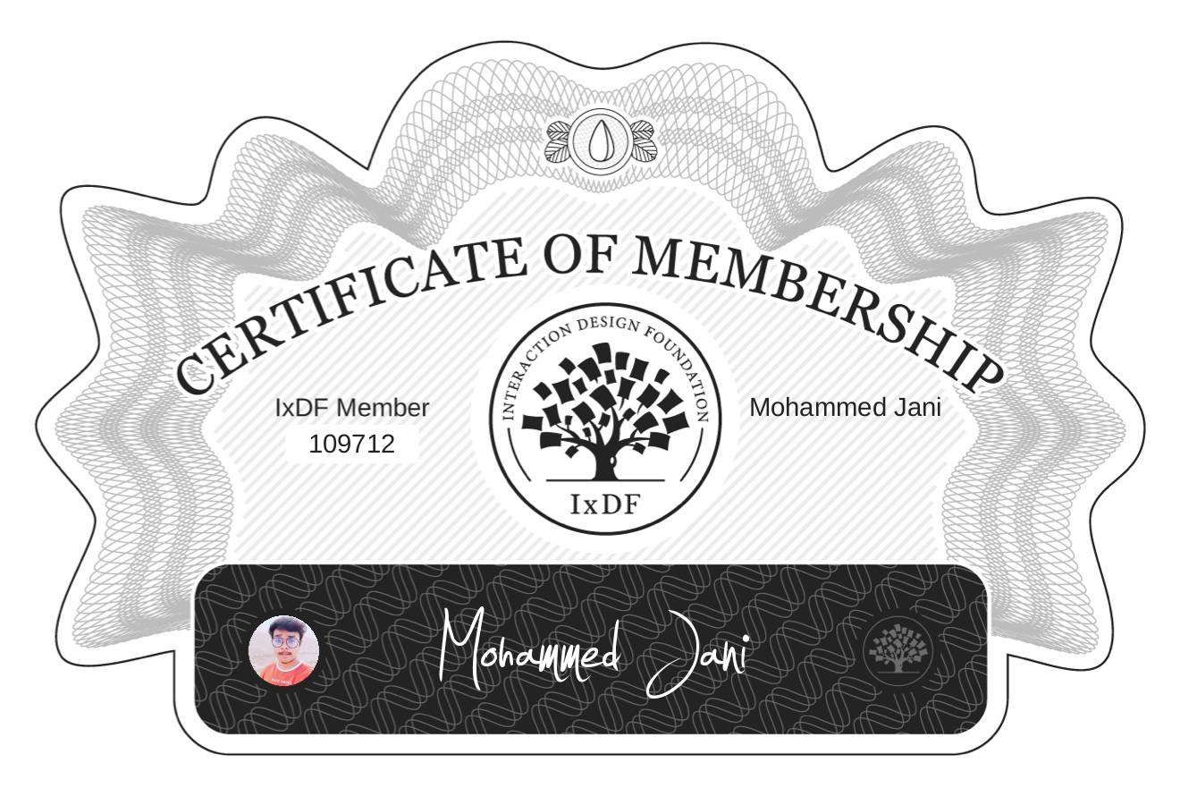 Certificate of Membership – Mohammed Jani