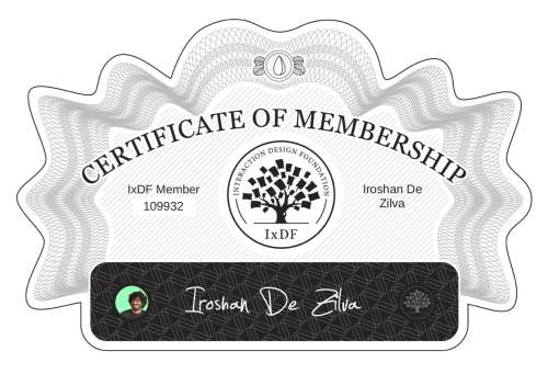 Certificate of Membership – Iroshan De Zilva