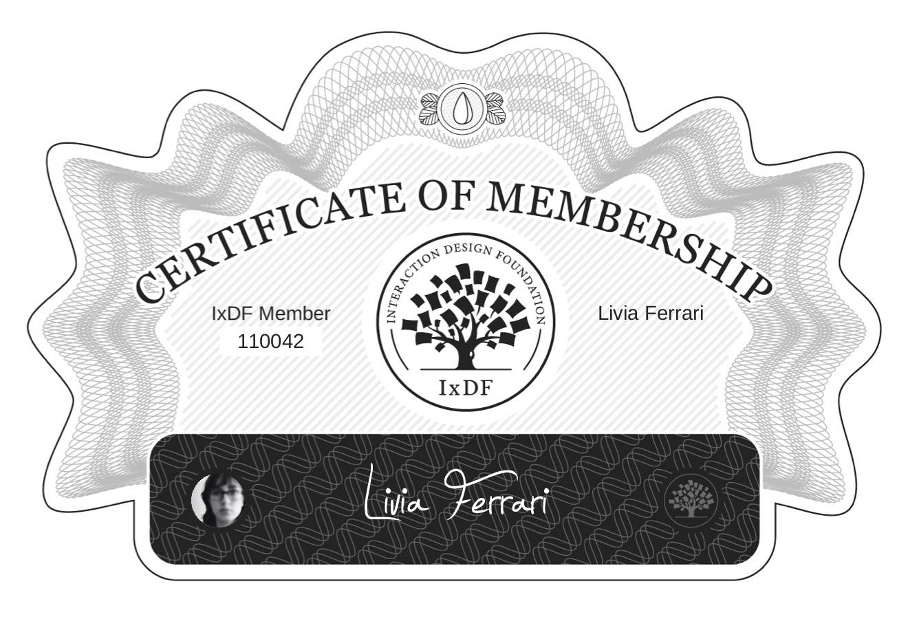 Certificate of Membership – Livia Ferrari