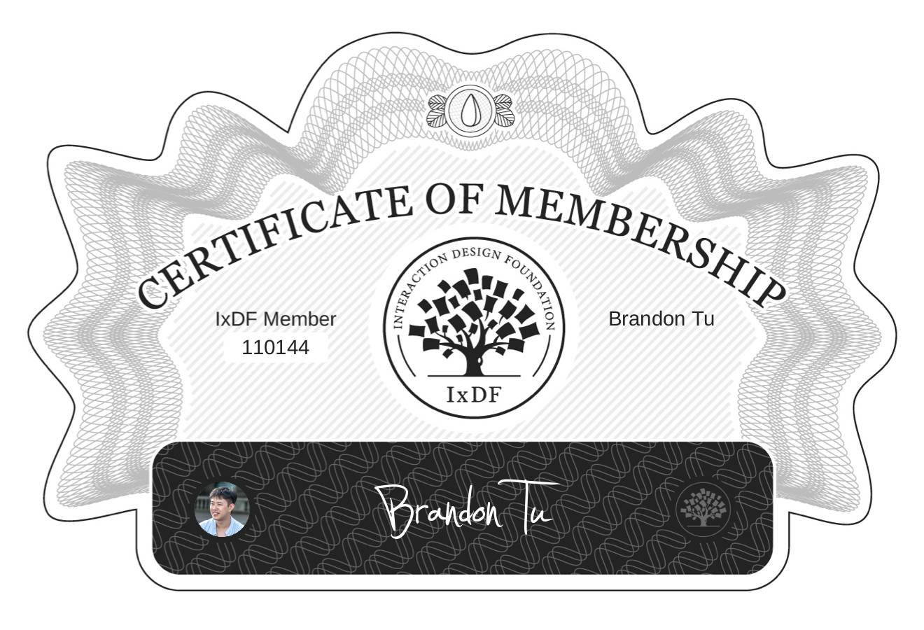 Certificate of Membership – Brandon Tu