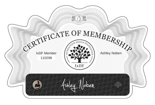 Certificate of Membership – Ashley Noben