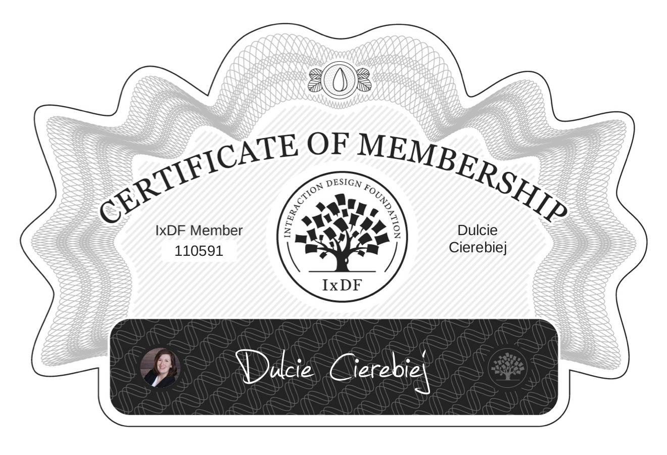 Certificate of Membership – Dulcie Cierebiej