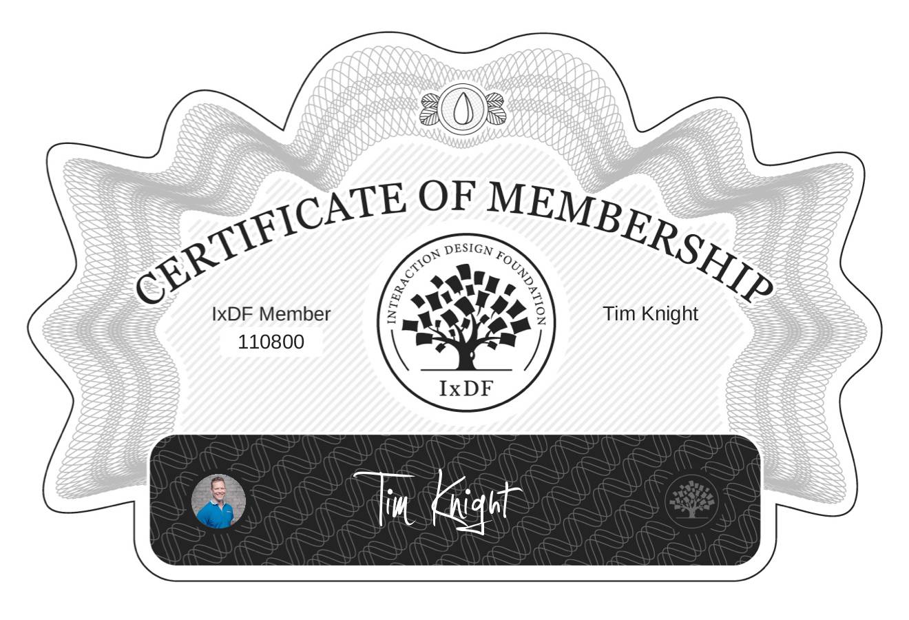 Certificate of Membership – Tim Knight