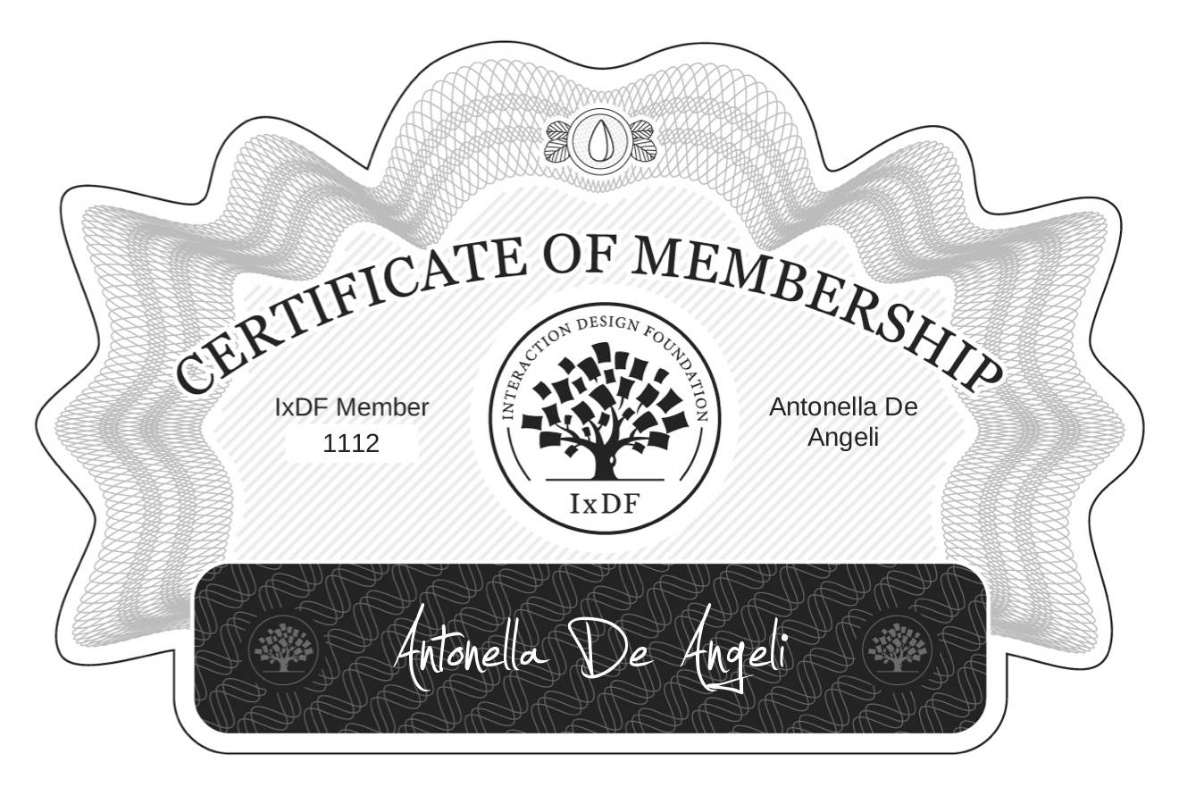 Certificate of Membership – Antonella De Angeli