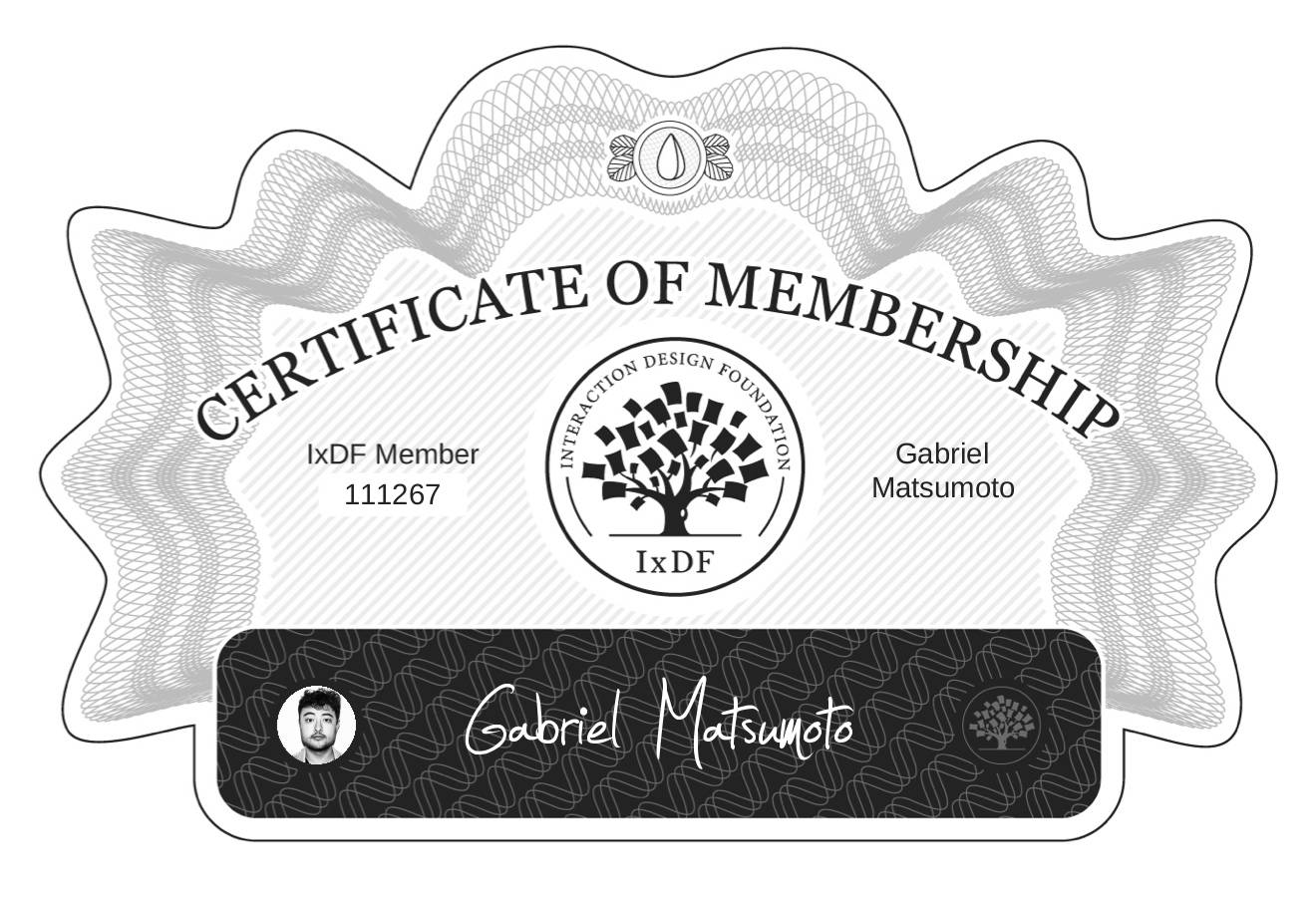Certificate of Membership – Gabriel Matsumoto