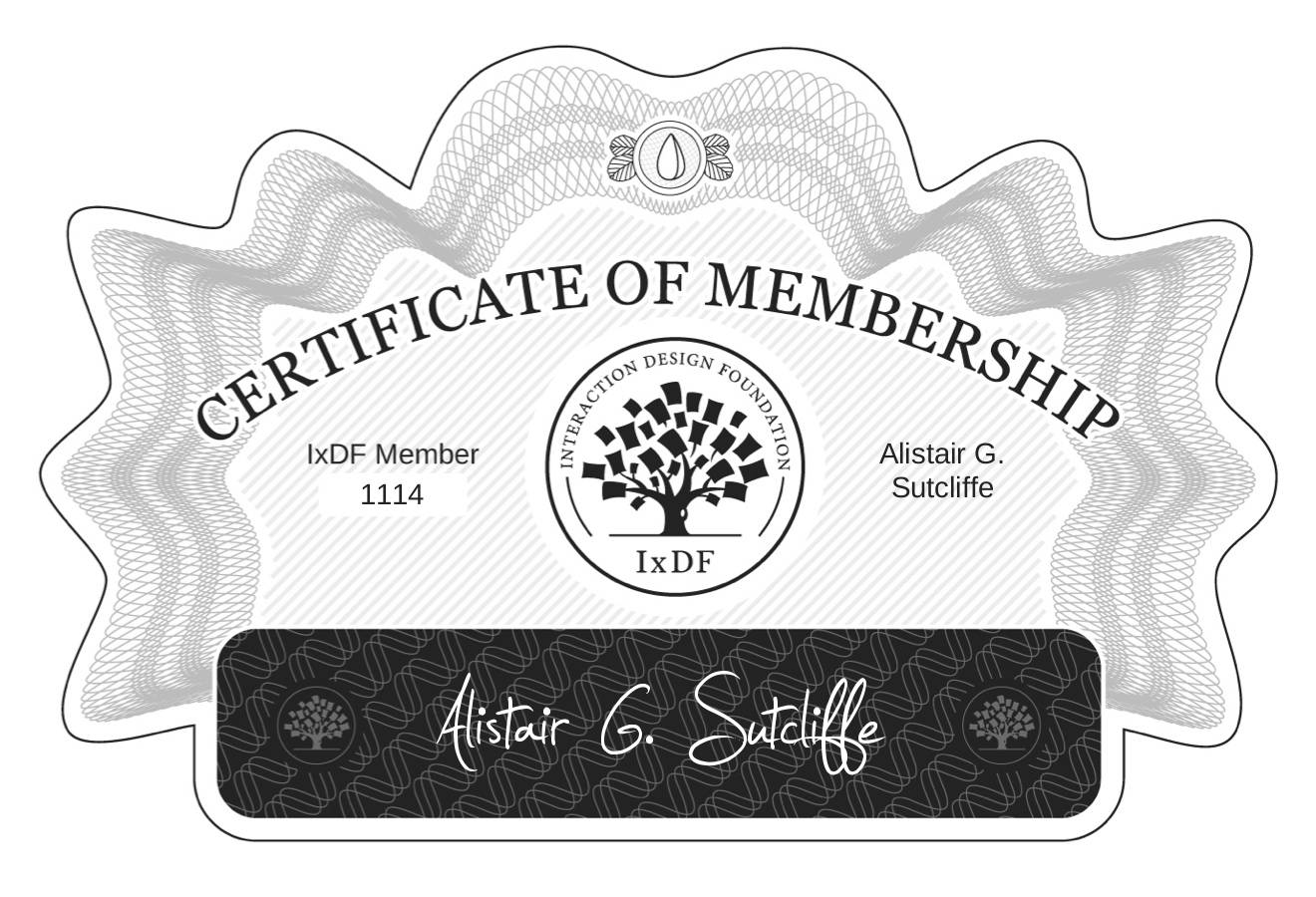 Certificate of Membership – Alistair G. Sutcliffe