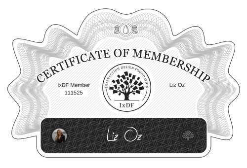 Certificate of Membership – Liz Oz