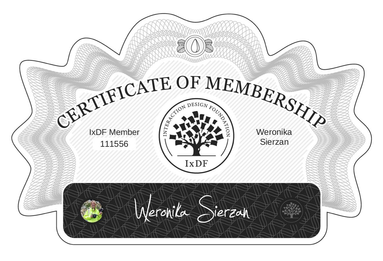 Certificate of Membership – Weronika Sierzan